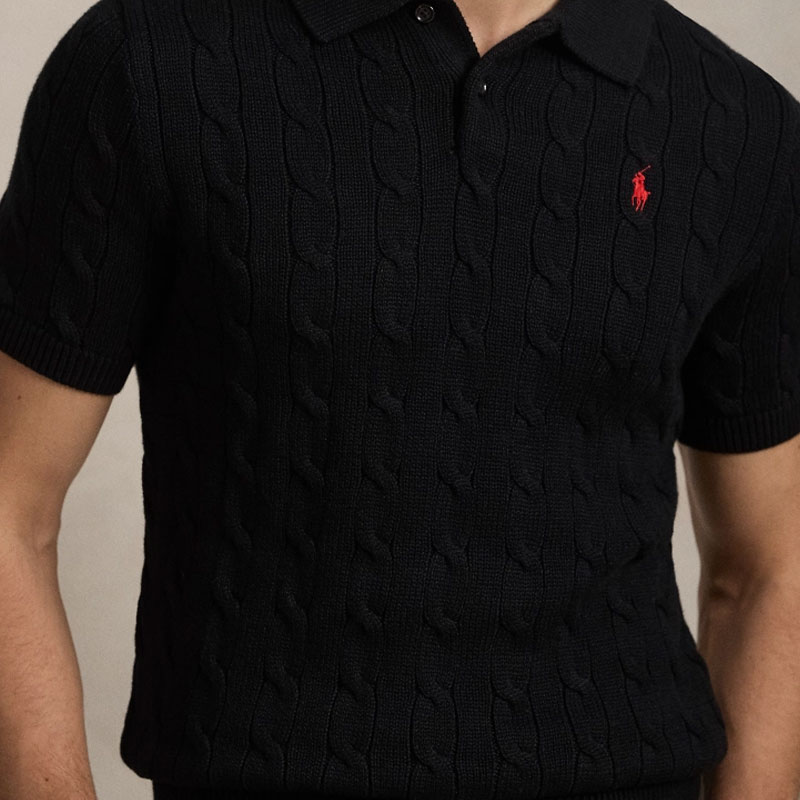 Polo Ralph Lauren Solid Logo Short Sleeve Knit Shirt  Black MNPOSWE1N820053-BLACK 圖 6