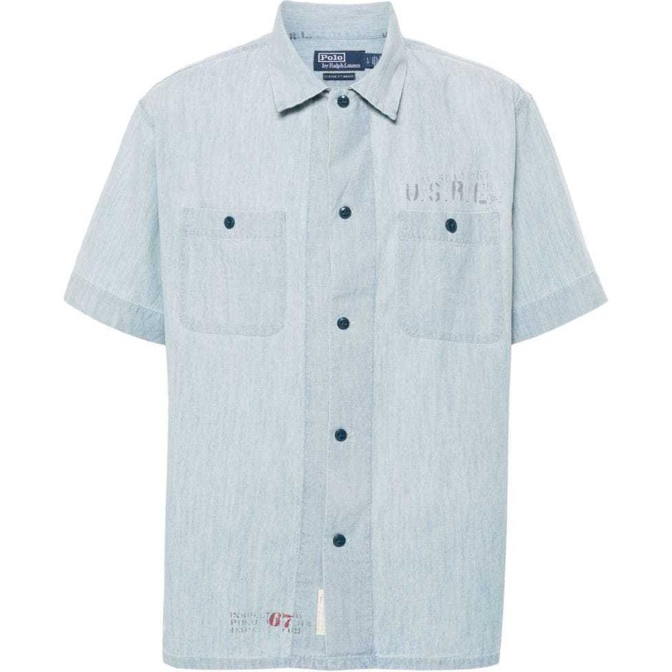 Polo Ralph Lauren Solid Pocket Logo Short Sleeve Shirt Light Blue (). 710934285-001