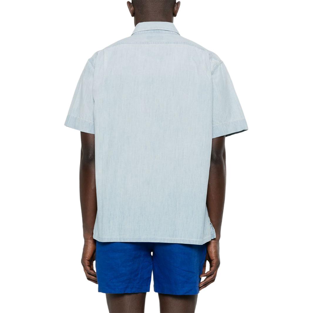Shop Polo Ralph Lauren 素面短袖口袋襯衫 淺藍色 710934285-001