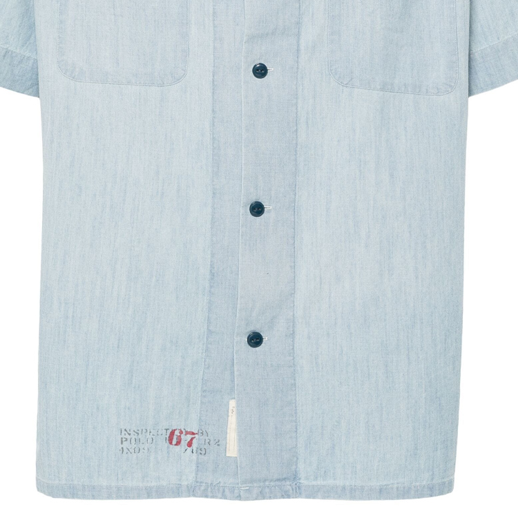 Sizing Polo Ralph Lauren 素面短袖口袋襯衫 淺藍色 710934285-001