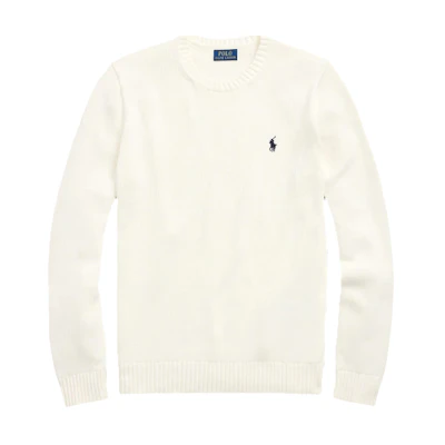 Polo Ralph Lauren Solid Pony Embroidered Crewneck Knit Long Sleeve Washed White. MNPOSWE16822014