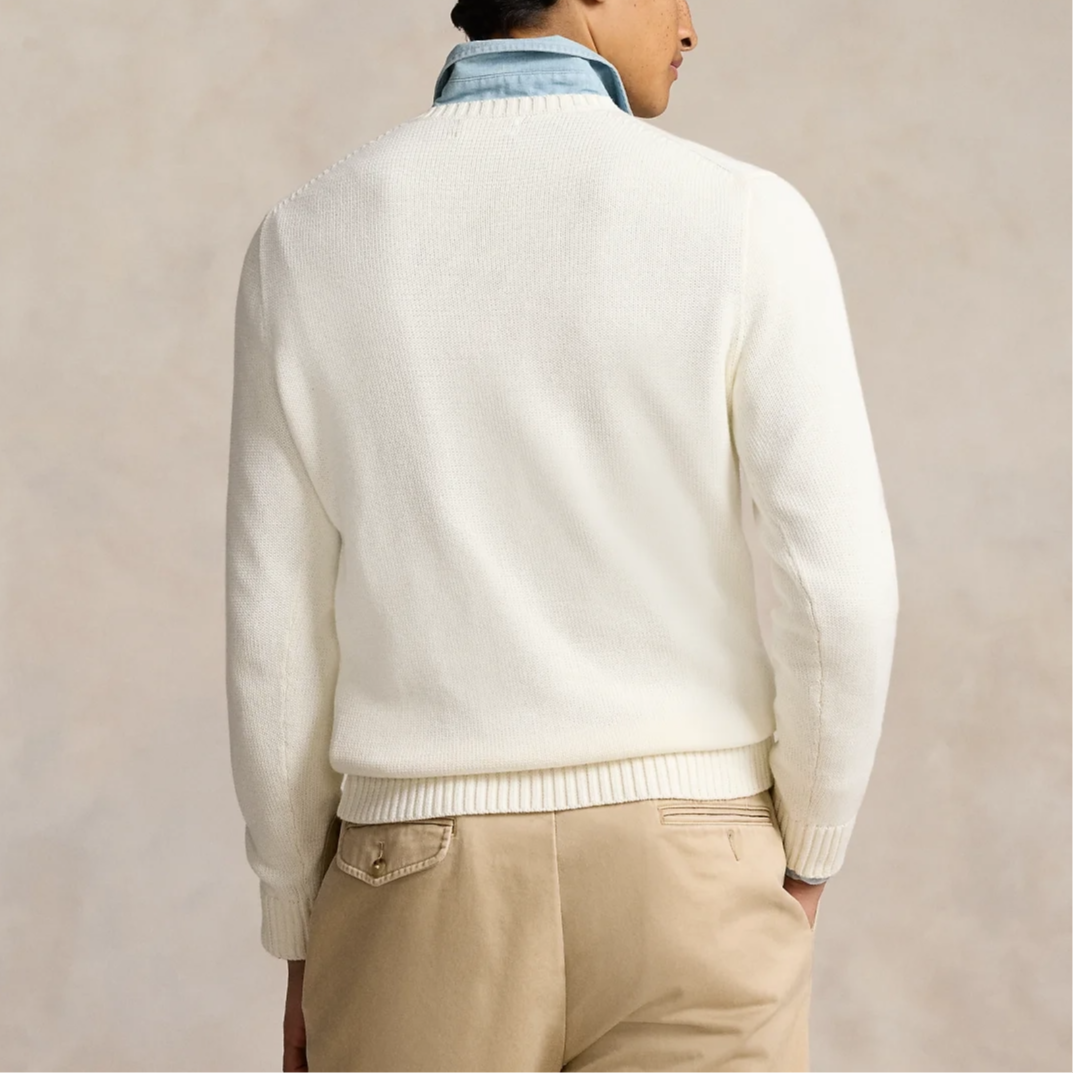 Purchase Polo Ralph Lauren 刺绣小马标白色长袖圆领针织衫 MNPOSWE16822014