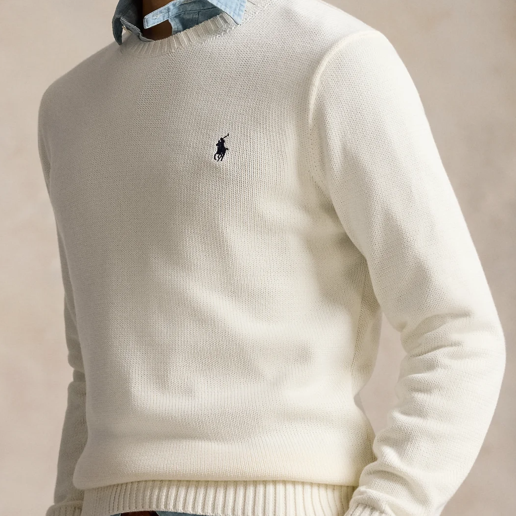 Sizing Polo Ralph Lauren 刺绣小马标白色长袖圆领针织衫 MNPOSWE16822014