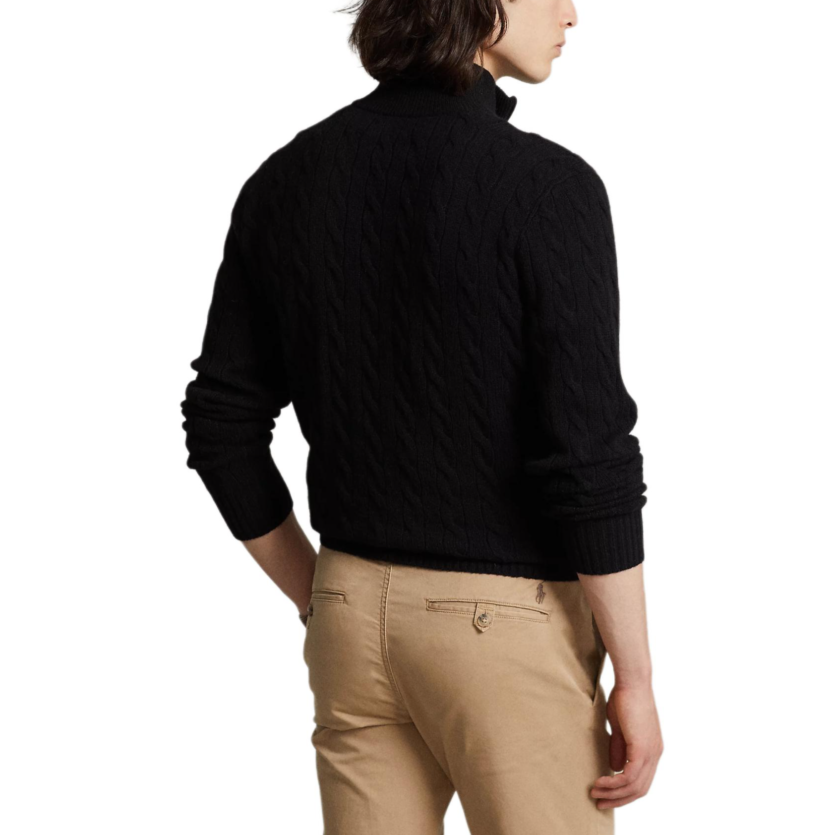 Polo Ralph Lauren Solid Pony Logo Cable Knit Half-Zip Sweater Black  Top 710876766005 圖 5