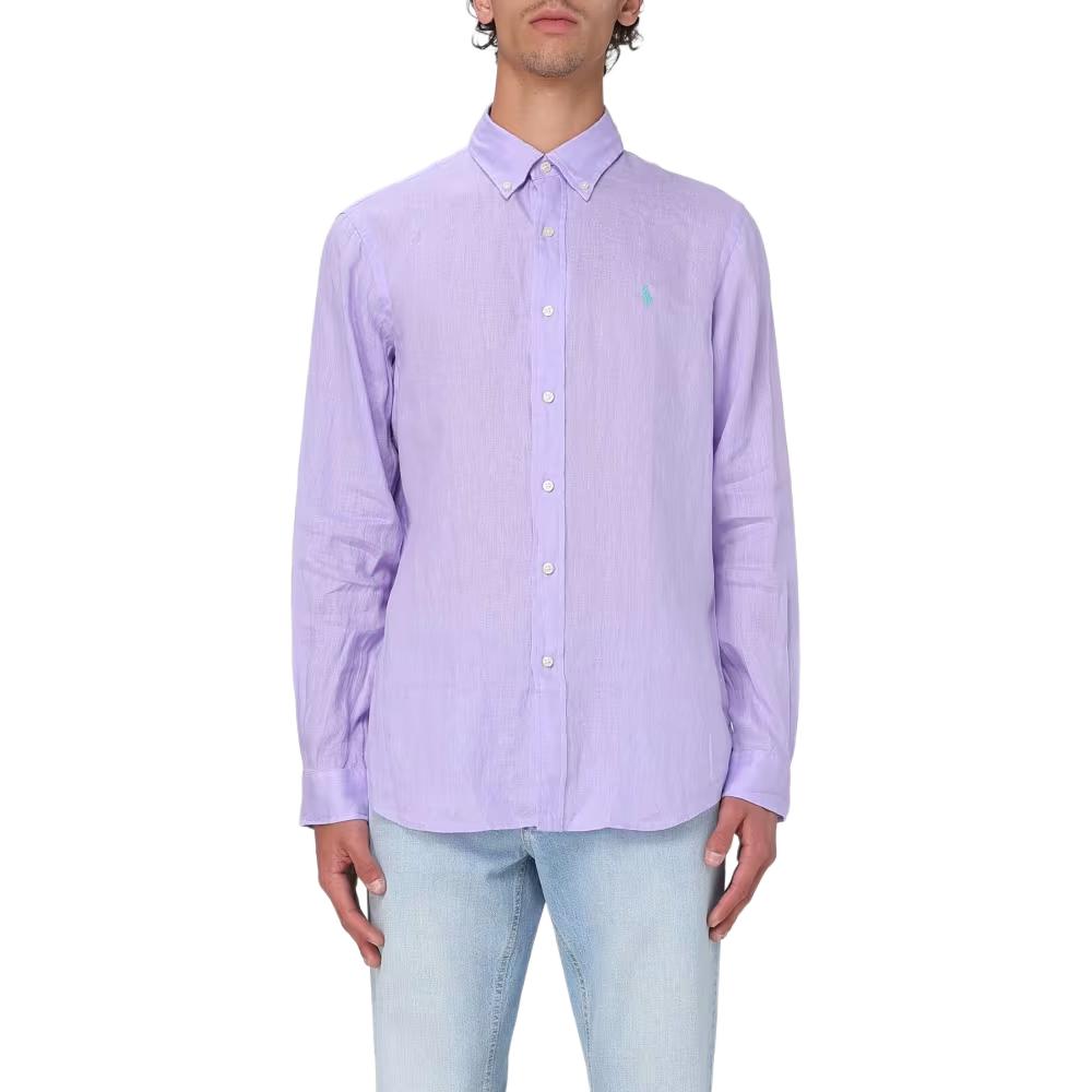 Shop Polo Ralph Lauren 紫色长袖单排扣衬衫 710966294-014