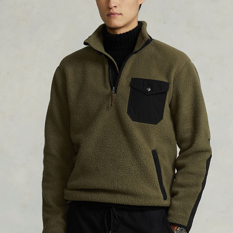 Polo Ralph Lauren Solid Velvet Half-Zip Jacket for Men MNPOKNI16821858-300 圖 4