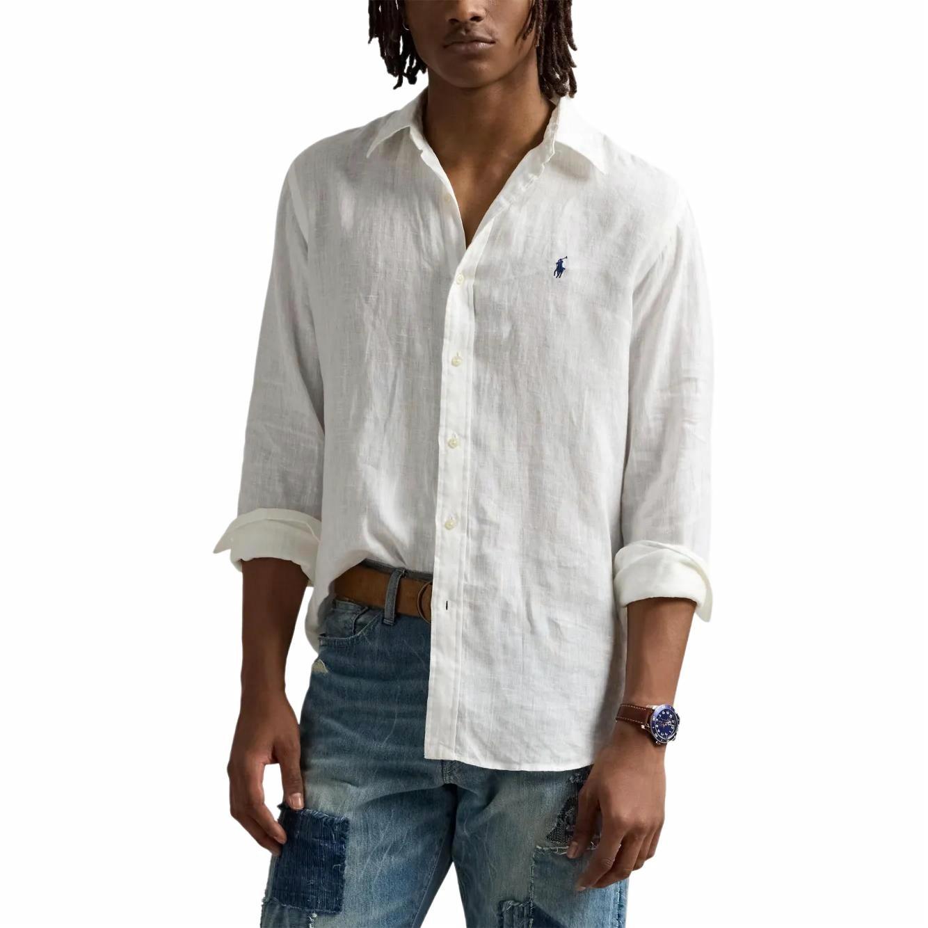Polo Ralph Lauren Solid White Long Sleeve Button-Up Shirt Men 710966295-003 圖 3