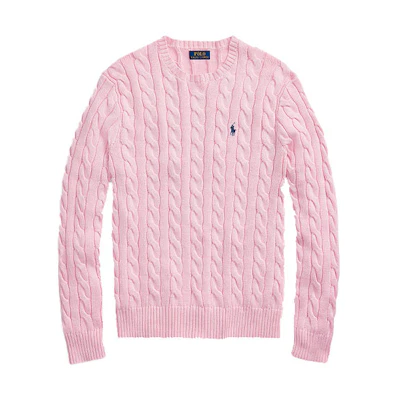 Polo Ralph Lauren SS21 Pink Cable Knit Cotton Crewneck Sweater Men’s. MNPOSWE16820684-650