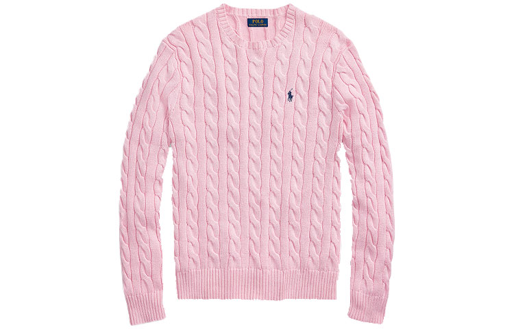Order Polo Ralph Lauren SS21粉色棉质麻花针织圆领毛衣男款。 MNPOSWE16820684-650