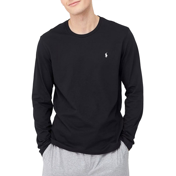 Shop Polo Ralph Lauren SS22 黑色圓領T恤 經典刺繡標誌 714844759-001