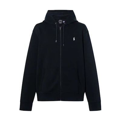 Polo Ralph Lauren SS22 Black Embroidered Logo Zip-Up Hoodie Jacket. 710652313-001