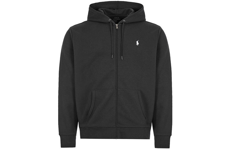 Order Polo Ralph Lauren SS22 黑色刺绣标志拉链连帽外套上衣. 710652313-001