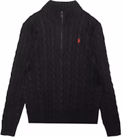 Polo Ralph Lauren SS22 Black Knit Zip-Up Sweater with Logo Embroidery. MNPOSWE16820773 Polo Ralph Lauren SS22 Black Knit Zip-Up Sweater with Logo Embroidery. MNPOSWE16820773