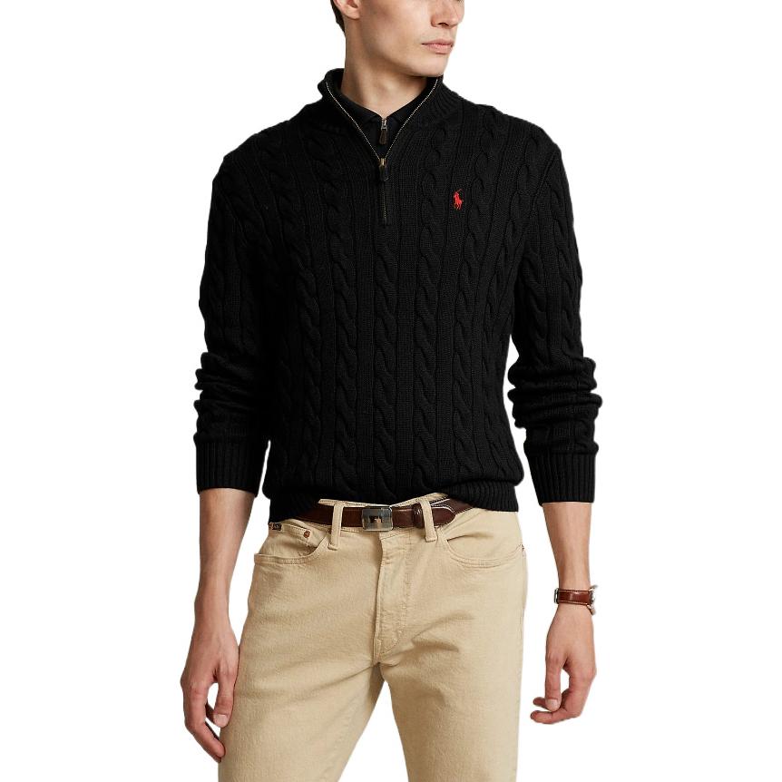 Polo Ralph Lauren SS22  Black Knit Zip-Up Sweater with Logo Embroidery. MNPOSWE16820773 圖 6