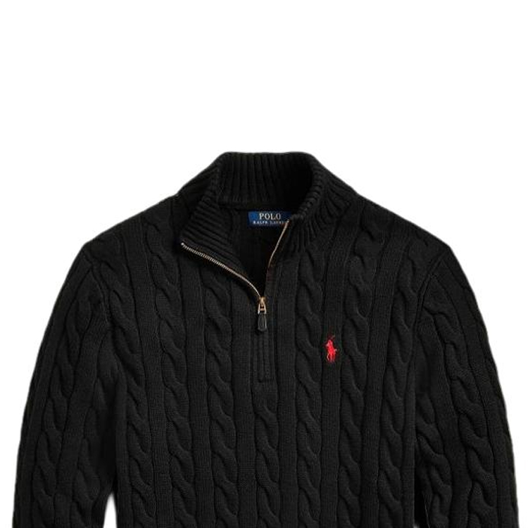 Polo Ralph Lauren SS22  Black Knit Zip-Up Sweater with Logo Embroidery. MNPOSWE16820773 圖 7