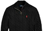 Sizing Polo Ralph Lauren SS22 黑色刺绣标志针织拉链开衫毛衣。 MNPOSWE16820773