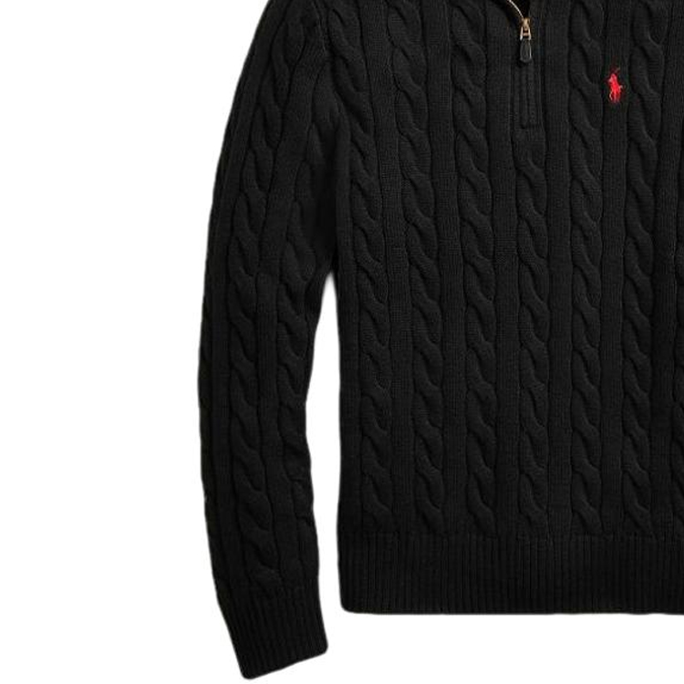 Polo Ralph Lauren SS22  Black Knit Zip-Up Sweater with Logo Embroidery. MNPOSWE16820773 圖 8