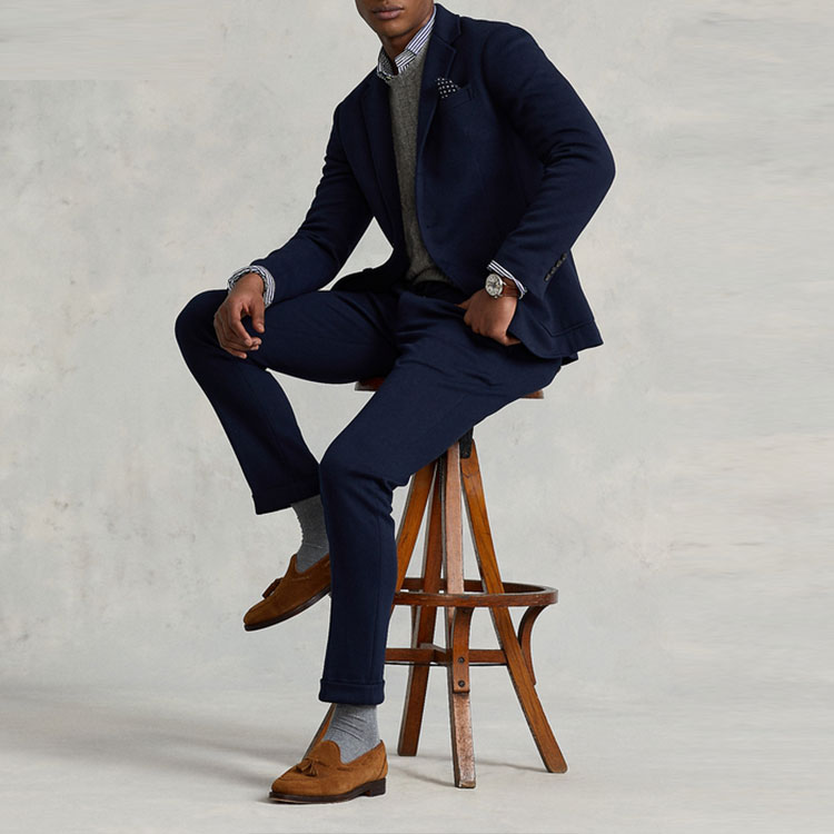 Lookbook Polo Ralph Lauren SS22 藍色單排釦長袖西裝外套 MNPOSPC27620252-410