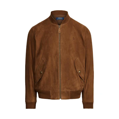 Polo Ralph Lauren SS22 Brown Casual Suede Leather Jacket with Zipper. MNPOOTW16020784-200