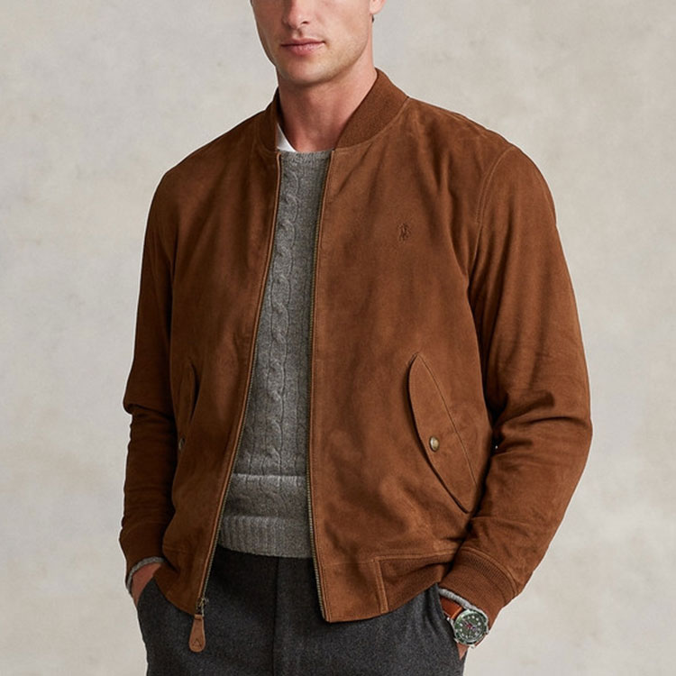Polo Ralph Lauren SS22  Brown Casual Suede Leather Jacket with Zipper. MNPOOTW16020784-200 圖 4