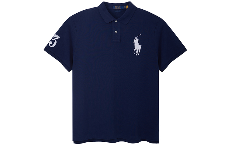 Polo Ralph Lauren SS22  Embroidered Logo Cotton Polo Shirt Navy. 710697457-006