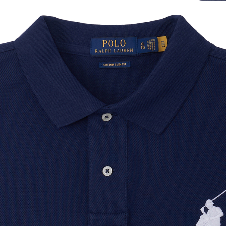 Shop Polo Ralph Lauren SS22 Camisa Polo de Algodón Logo Bordado Azul Marino. 710697457-006