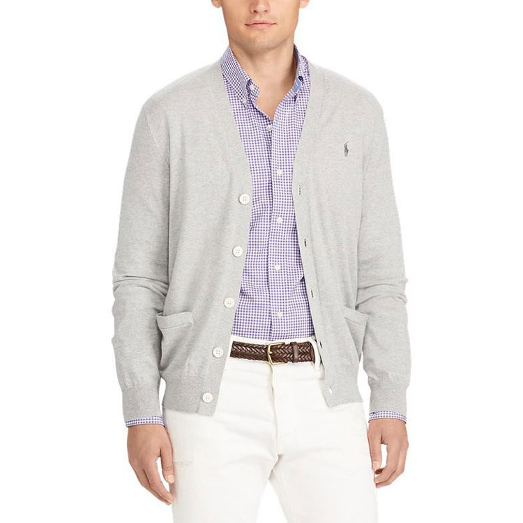 Shop Polo Ralph Lauren SS22 Kardigan Rajut V-Neck Abu-Abu. MNPOSWE16810078-F16