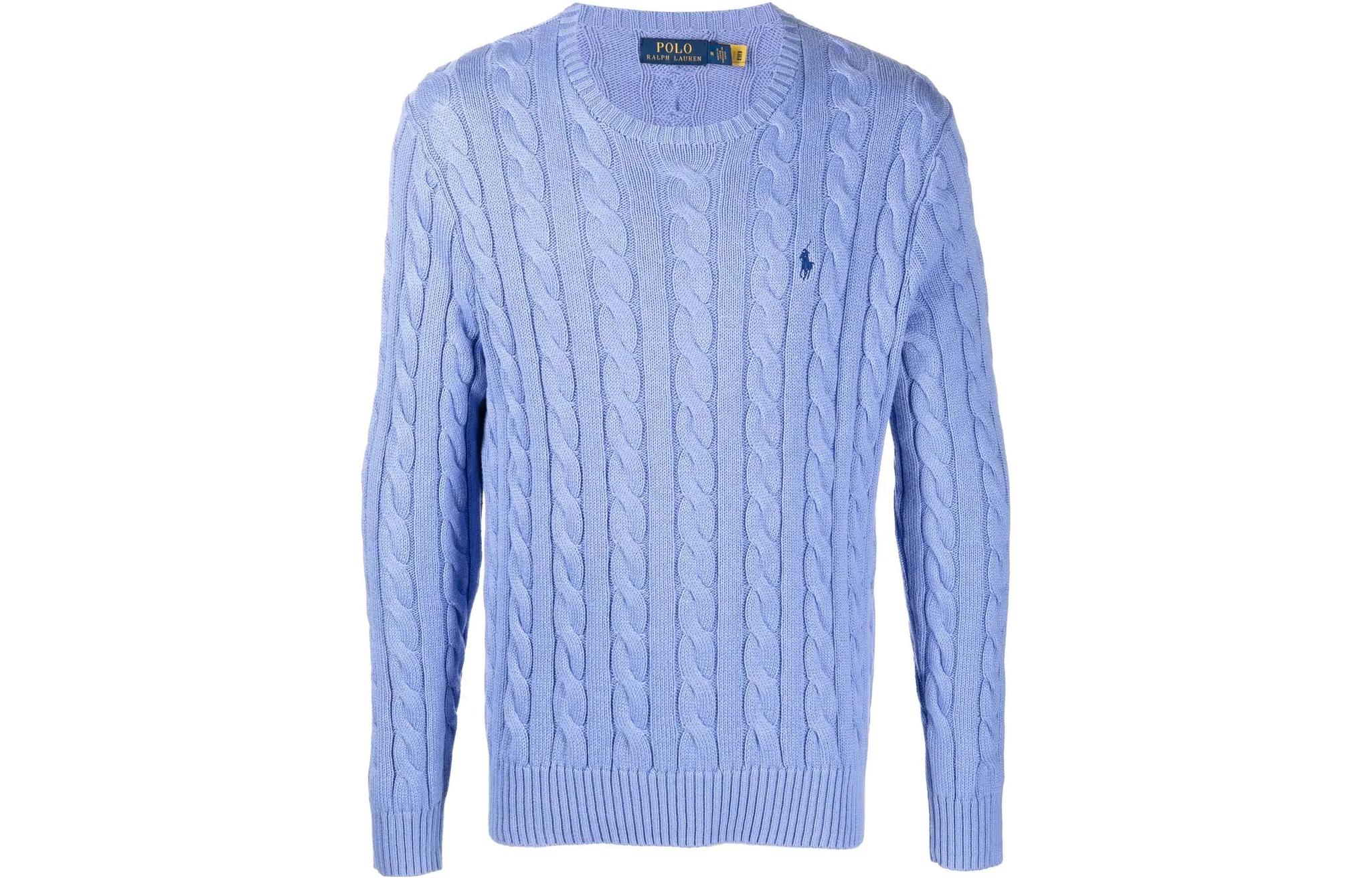 Polo Ralph Lauren SS22  Light Blue Embroidered Logo Crewneck Sweater. 710775885-043