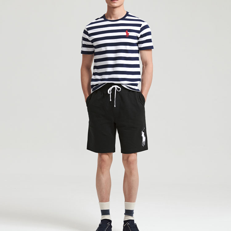 Lookbook Polo Ralph Lauren SS22 黑色网布抽绳短裤 带刺绣标志款式短裤 MNPOSHO17620071