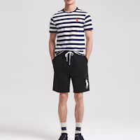 Lookbook Polo Ralph Lauren SS22 黑色網眼抽繩短褲 刺繡Logo款式。 MNPOSHO17620071