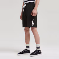 Purchase Polo Ralph Lauren SS22 黑色網眼抽繩短褲 刺繡Logo款式。 MNPOSHO17620071
