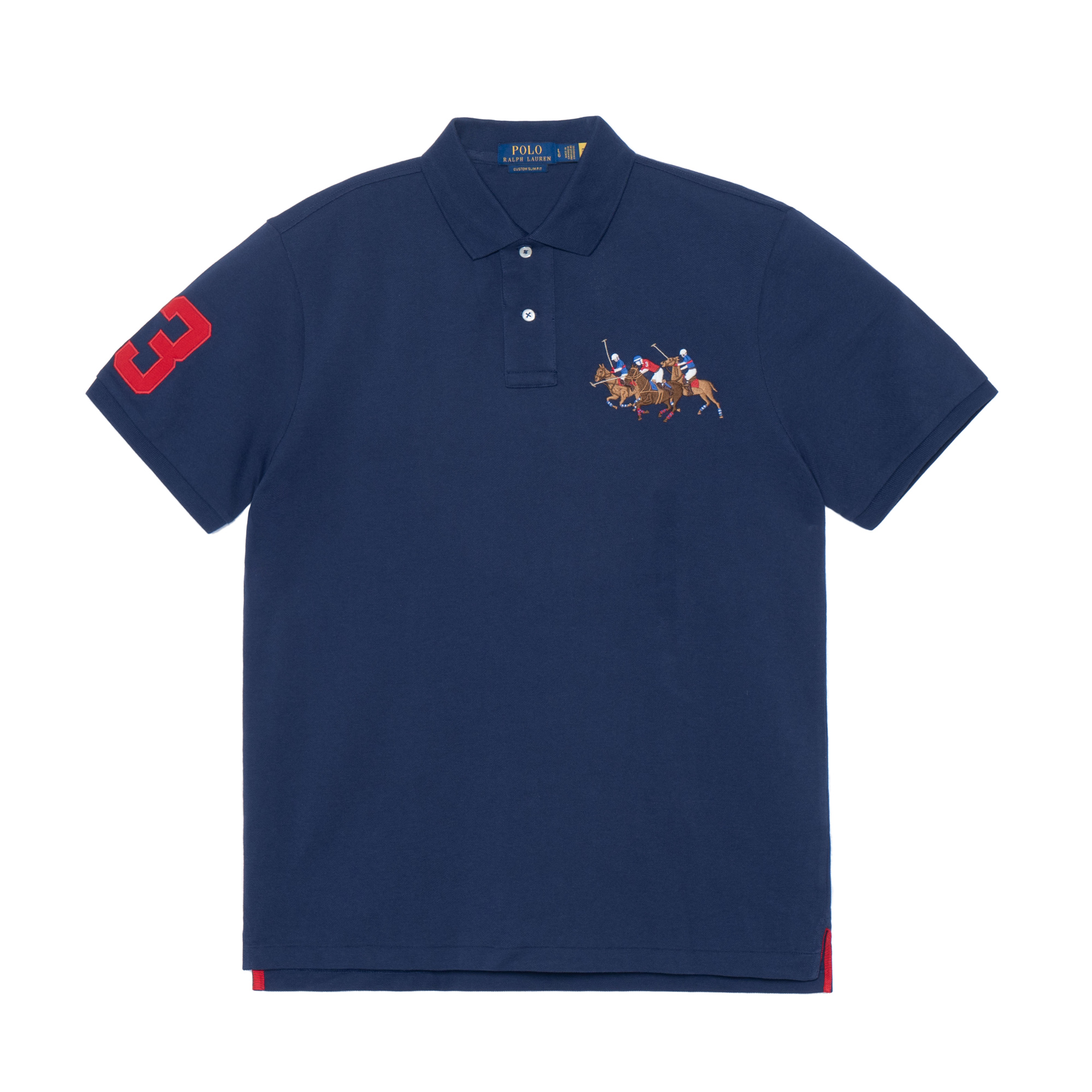 Polo Ralph Lauren SS22  Navy Blue Three Pony Logo Short Sleeve Polo Shirt MNPOKNI1N821007-410