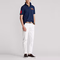 Shop Polo Ralph Lauren SS22 海軍藍三馬標短袖POLO衫 MNPOKNI1N821007-410