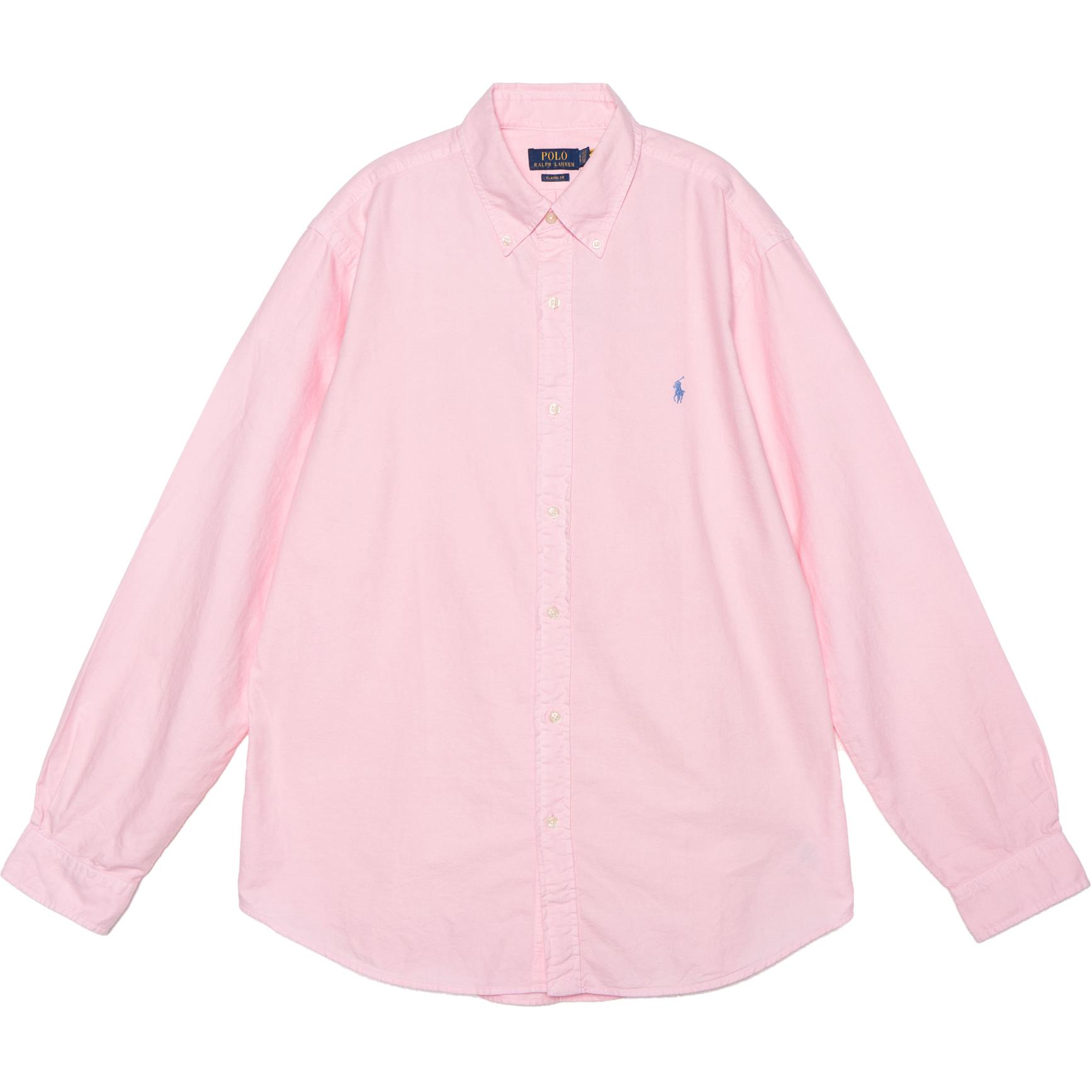 Polo Ralph Lauren SS22  Pink Solid Long Sleeve Shirt with Logo Embroidery. 710847235012