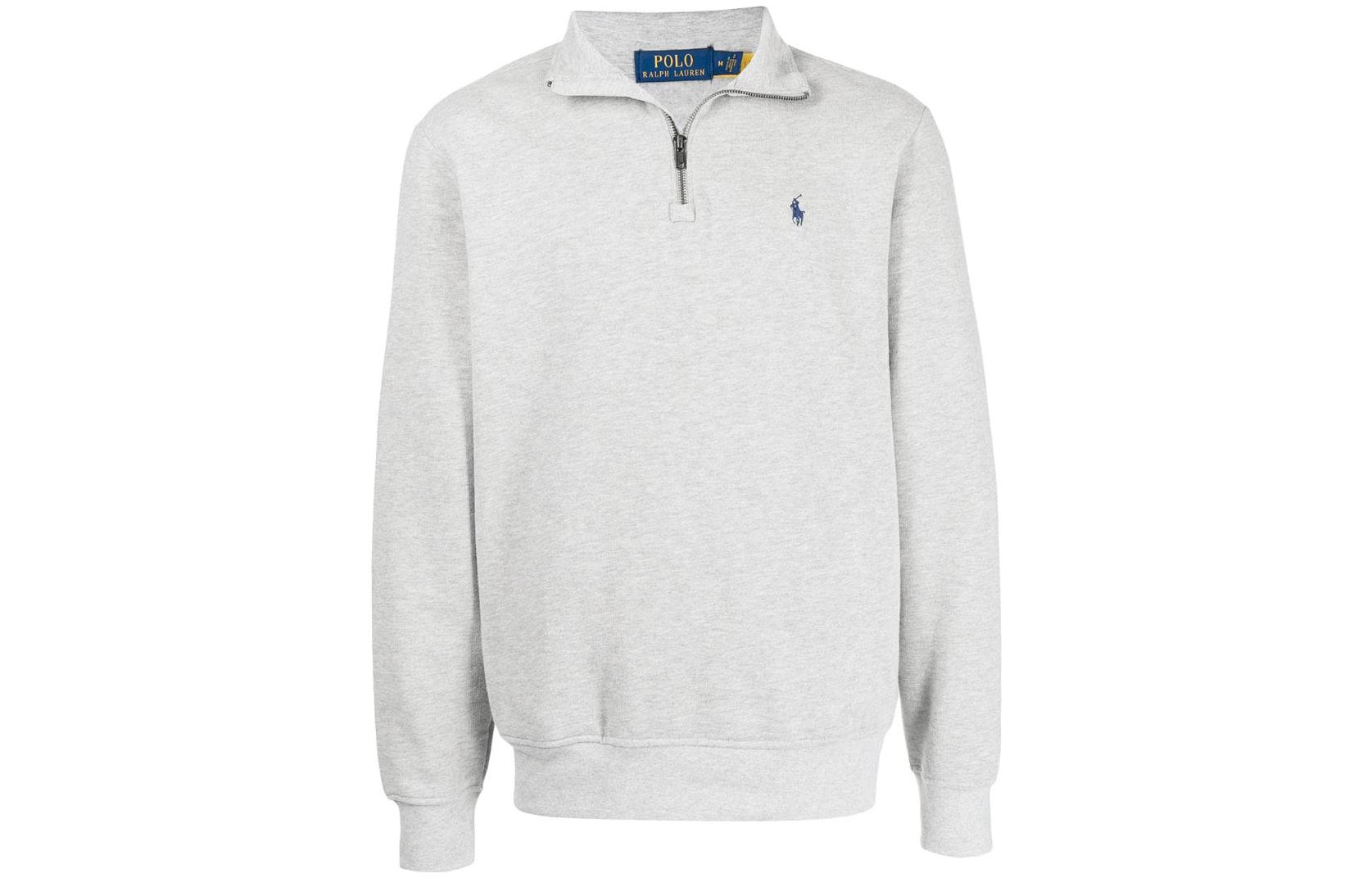 Polo Ralph Lauren SS22  Pony Logo Half-Zip Sweatshirt Light Grey. 710849720002