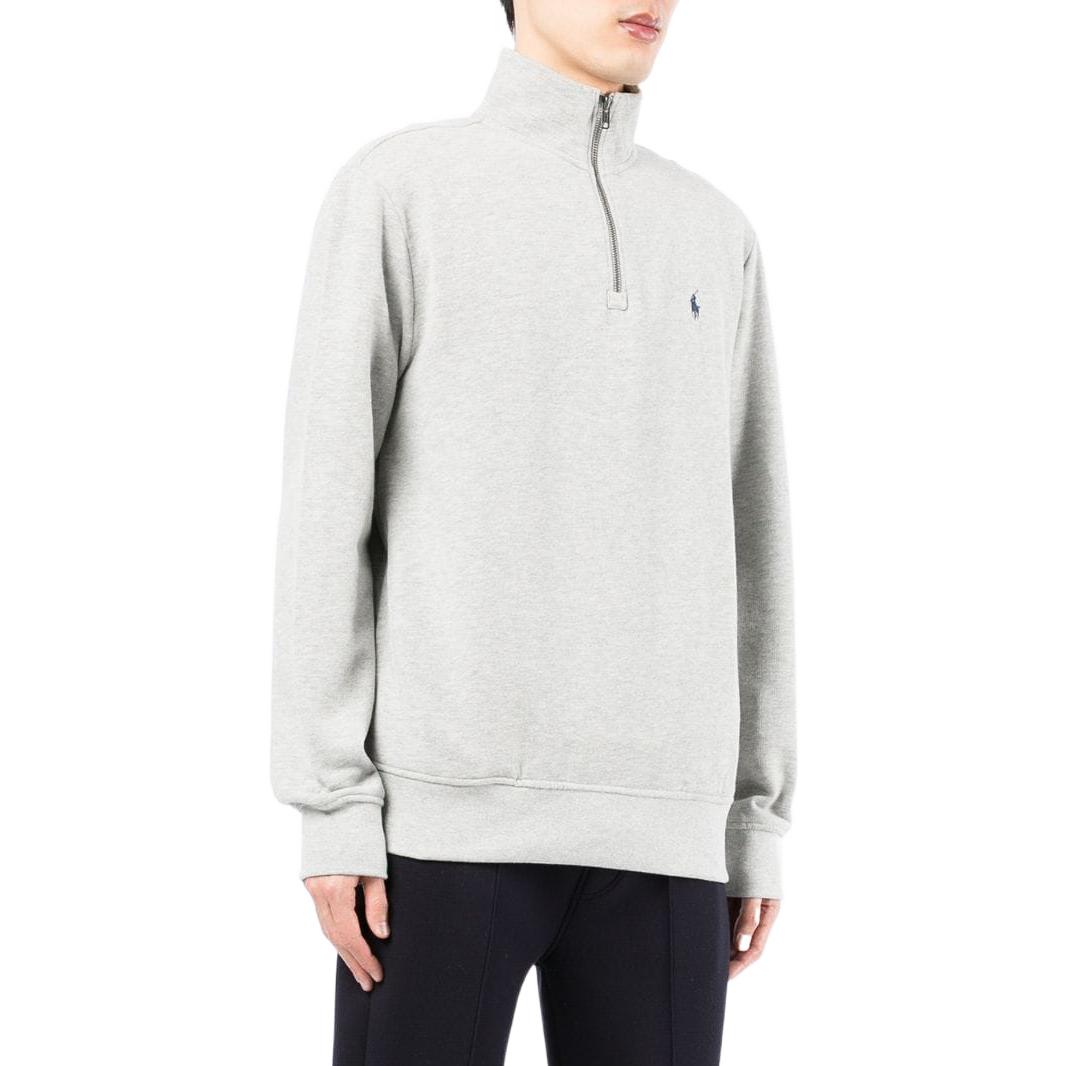 Shop Polo Ralph Lauren SS22 Baju Sejuk Logo Pony Half-Zip Kelabu Terang. 710849720002