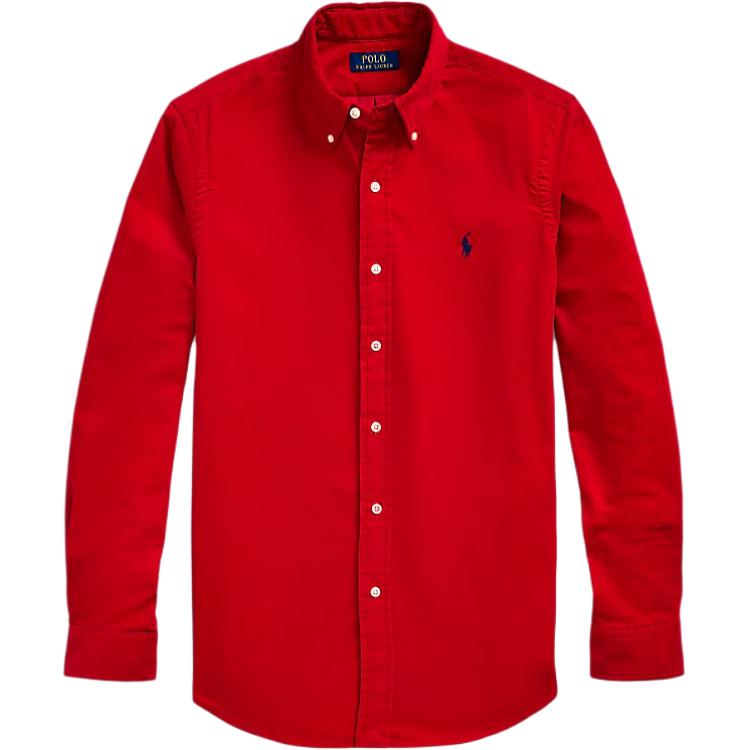 Polo Ralph Lauren SS22  Red Solid Single-Breasted Long Sleeve Shirt 710811684001