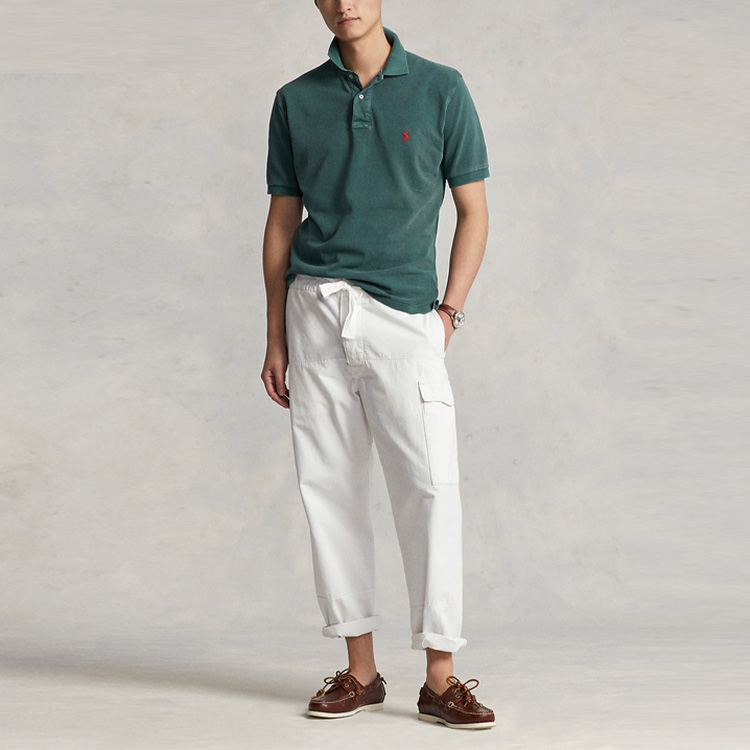 Lookbook Polo Ralph Lauren SS22 深绿色标志性网眼短袖 Polo 衫. MNPOKNI1N821690