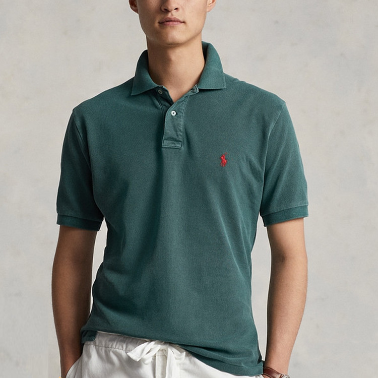 Shop Polo Ralph Lauren SS22 深绿色标志性网眼短袖 Polo 衫. MNPOKNI1N821690