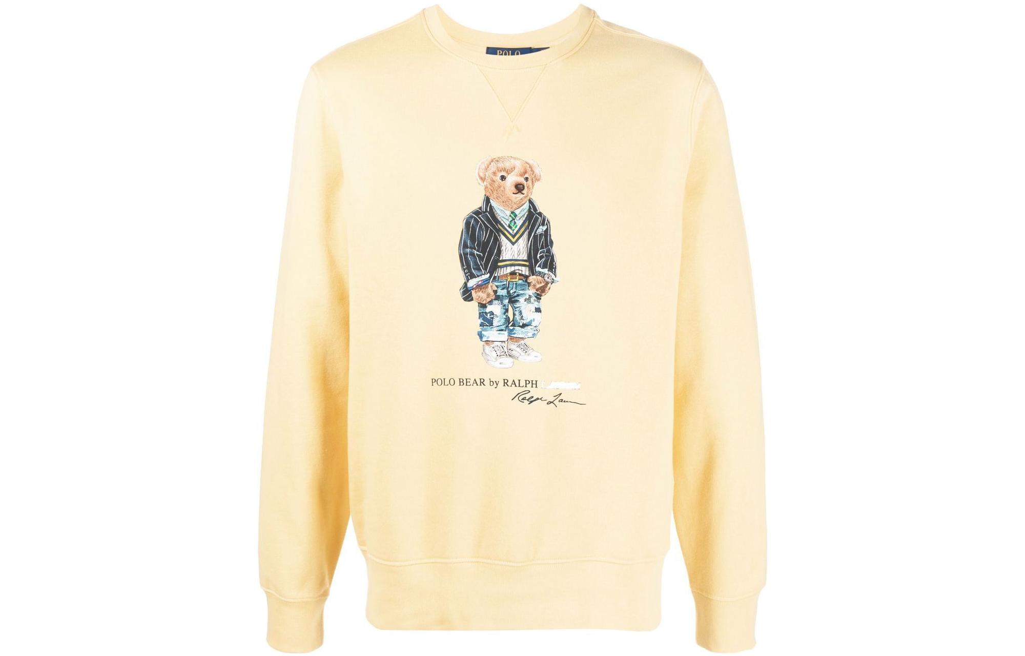 Order 폴로 랄프로렌 SS22 옐로우 만화 프린트 크루넥 긴팔 스웨트셔츠 710853308-012