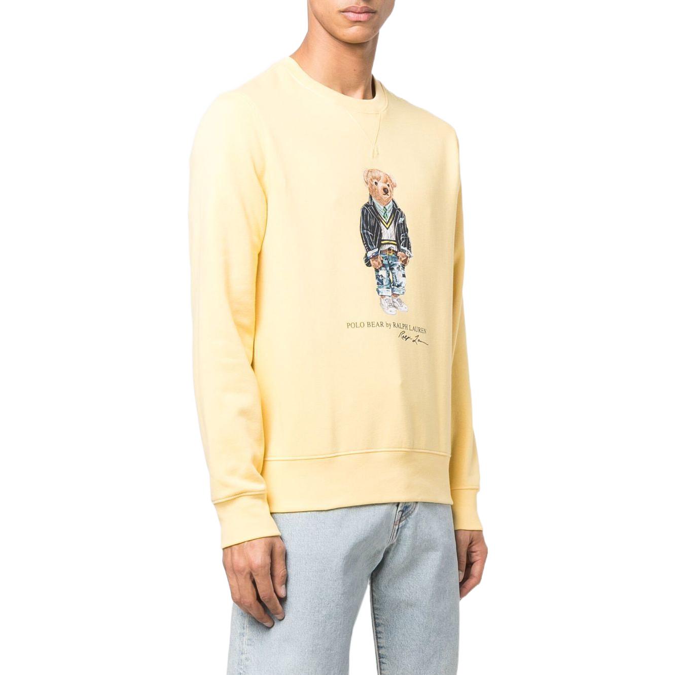 Shop 폴로 랄프로렌 SS22 옐로우 만화 프린트 크루넥 긴팔 스웨트셔츠 710853308-012