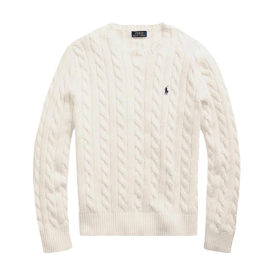 Polo Ralph Lauren SS22 Beige Embroidered Logo Crewneck Sweater Long Sleeve. 710775885-024