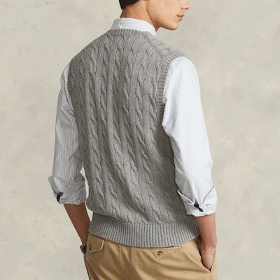 Chaleco de Punto Trenzado de Algodón Polo Ralph Lauren SS22 Hombre Gris. MNPOSWE1CM20042-020 Purchase Chaleco de Punto Trenzado de Algodón Polo Ralph Lauren SS22 Hombre Gris. MNPOSWE1CM20042-020