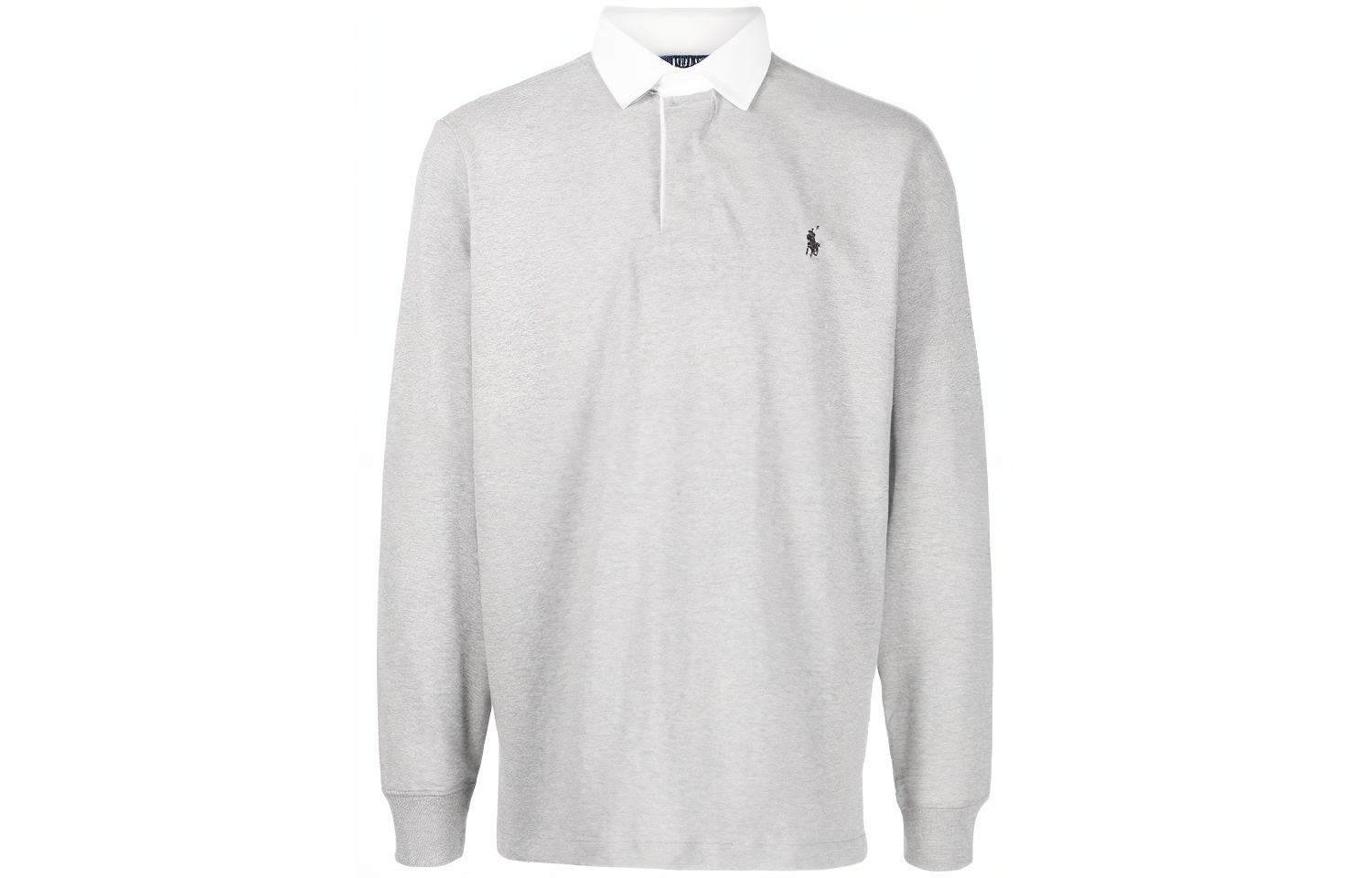 Polo Ralph Lauren SS22 Classic Fit Logo Embroidered Long Sleeve Polo Grey Men 710717115-019
