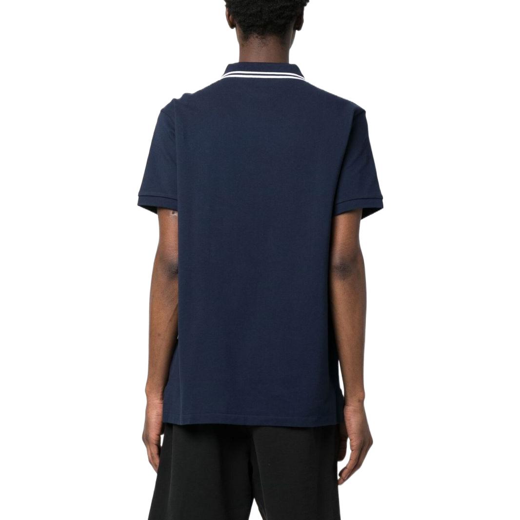 Shop Polo Ralph Lauren SS22 拼色修身短袖POLO衫 海軍藍 男款 710867573-003