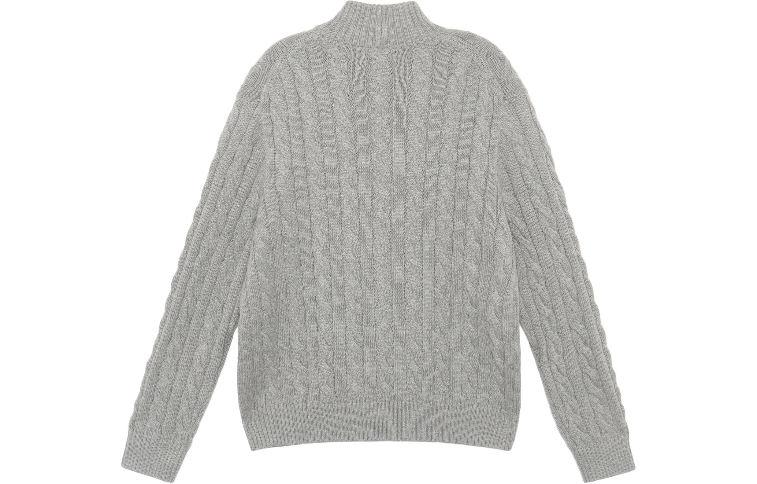 Lookbook Polo Ralph Lauren SS22 灰色刺繡標誌半拉鍊針織毛衣 MNPOSWE16820447-020