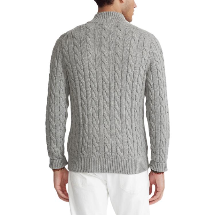Purchase Polo Ralph Lauren SS22 灰色刺繡標誌半拉鍊針織毛衣 MNPOSWE16820447-020