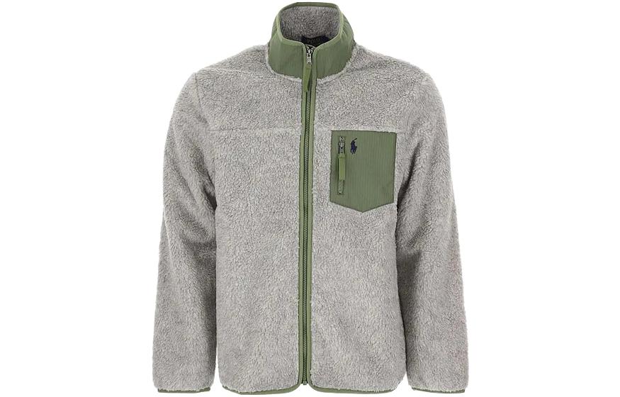 Polo Ralph Lauren SS22 Grey High-Neck Zip Jacket with Logo Embroidery for Men. 710857874-003
