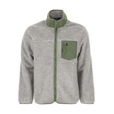 Polo Ralph Lauren SS22 Grey High-Neck Zip Jacket with Logo Embroidery for Men. 710857874-003