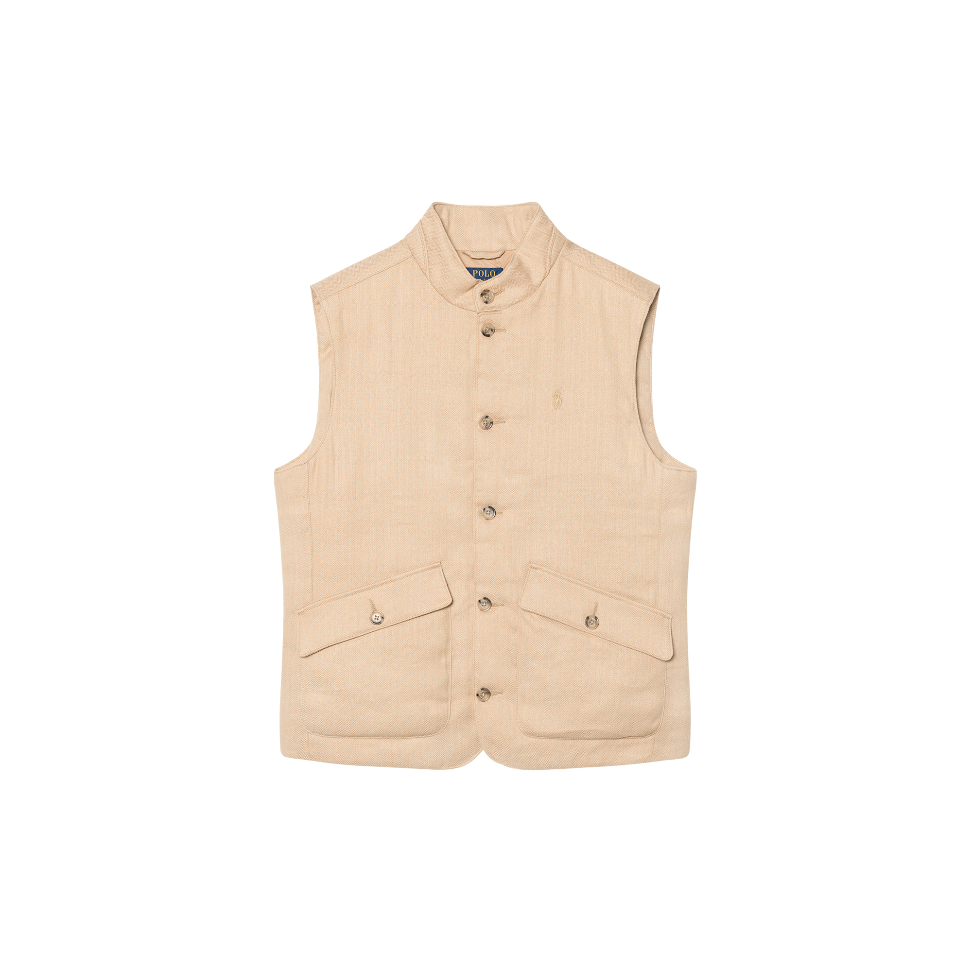 Polo Ralph Lauren SS22 Kendal Buckle Stand Collar Pocket Vest  Khaki. 710861989001MEDIUM